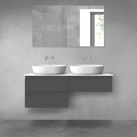 Oltens Vernal bathroom furniture set 120 cm with countertop, matte graphite/white gloss 68236400