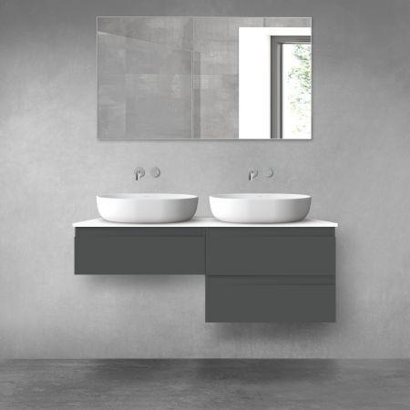 Oltens Vernal sada koupelnového nábytku 120 cm s horní deskou, matná grafitová/lesklá bílá 68236400