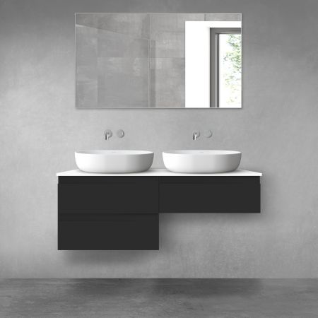 Oltens Vernal bathroom furniture set 120 cm with countertop, matte black/white gloss 68236300