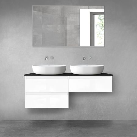 Oltens Vernal zestaw mebli łazienkowych 120 cm z blatem biały połysk/czarny mat 68237000