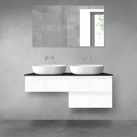 Oltens Vernal sada koupelnového nábytku 120 cm s horní deskou, lesklá bílá/matná černá 68237000