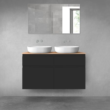 Oltens Vernal bathroom furniture set 120 cm with countertop, matte black/oak 68301300