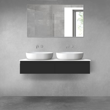 Oltens Vernal bathroom furniture set 120 cm with countertop, matte black/white gloss 68241300