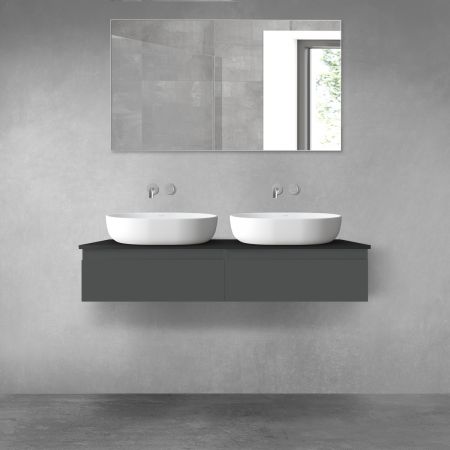 Oltens Vernal bathroom furniture set 120 cm with countertop, matte graphite/matte black 68242400