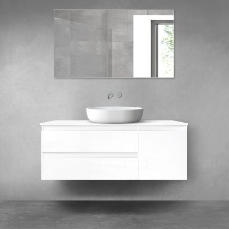Oltens Vernal bathroom furniture set 120 cm with countertop, white gloss 68209000