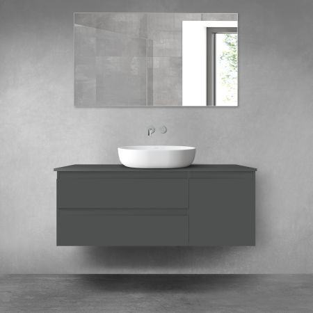 Oltens Vernal bathroom furniture set 120 cm with countertop, matte graphite 68209400