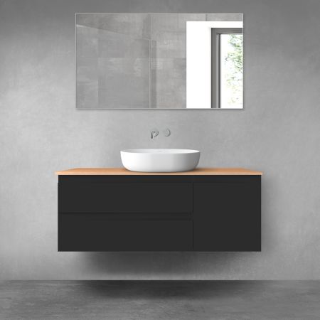Oltens Vernal bathroom furniture set 120 cm with countertop, matte black/oak 68211300