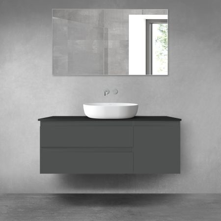 Oltens Vernal bathroom furniture set 120 cm with countertop, matte graphite/matte black 68213400