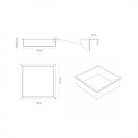 Oltens Grotta Einbauregal 30x30x10 cm aus Edelstahl 97000100