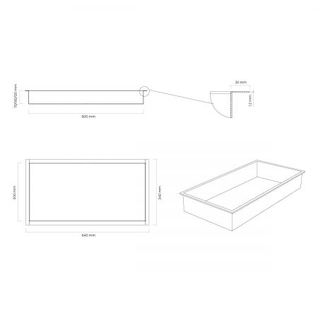 Oltens Grotta zápustná polička 60 cm 97001300