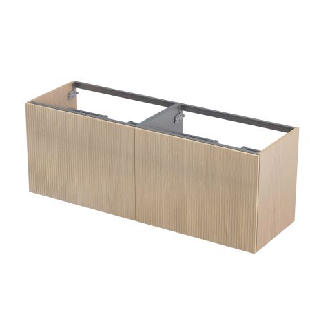 Oltens Lun Rila set: 140 cm grooved vanity unit with Stila LavaForm washbasin in oak/high-gloss white 68886060