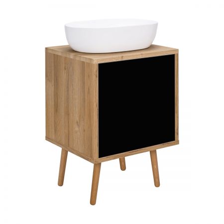 Oltens Hedvig washbasin cabinet 50 cm wall-mounted with shelf black matte/natural oak 60203360