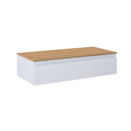 Oltens Vernal wall-mounted base unit 100 cm with countertop, matte grey/oak 68109700