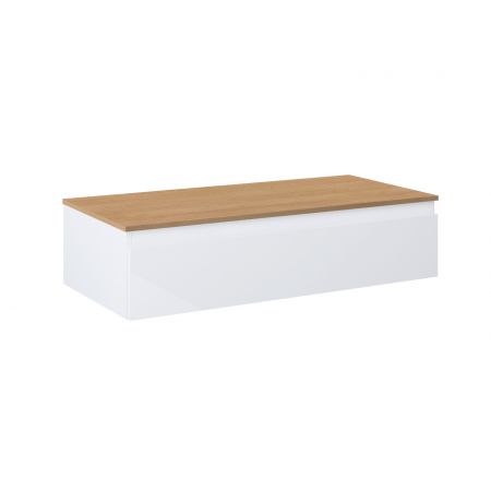 Oltens Vernal wall-mounted base unit 100 cm with countertop, white gloss/oak 68109000