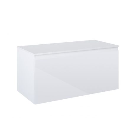 Oltens Vernal Waschbeckenunterschrank wandhängend 100 cm mit Waschbeckenplatte weiß glänzend 68105000