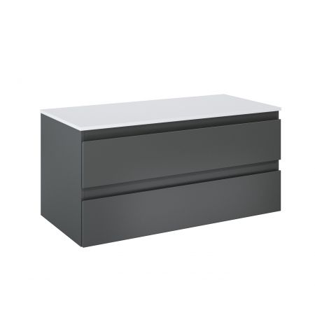 Oltens Vernal wall-mounted base unit 100 cm with countertop, matte graphite/white gloss 68123400