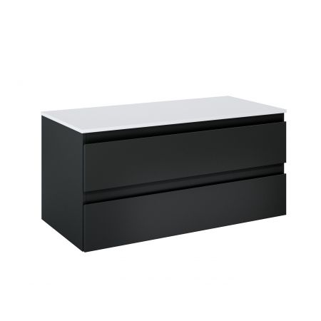 Oltens Vernal wall-mounted base unit 100 cm with countertop, matte black/white gloss 68123300