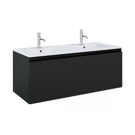 Oltens Vernal Waschbecken mit Schrank 120 cm weiß glänzend/schwarz matt 68034300