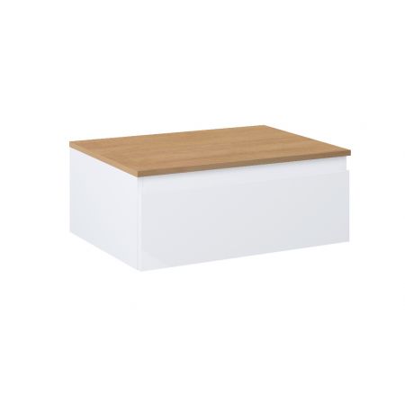 Oltens Vernal závěsná umyvadlová skříňka 60 cm s deskou, lesklá bílá/dub 68107000