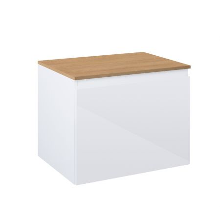 Oltens Vernal závěsná umyvadlová skříňka 60 cm s deskou, lesklá bílá/dub 68111000