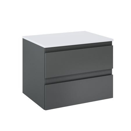 Oltens Vernal závěsná umyvadlová skříňka 60 cm s deskou, matná grafitová/lesklá bílá 68121400