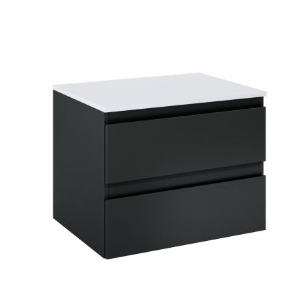 Oltens Vernal závěsná umyvadlová skříňka 60 cm s deskou, matná černá/lesklá bílá 68121300