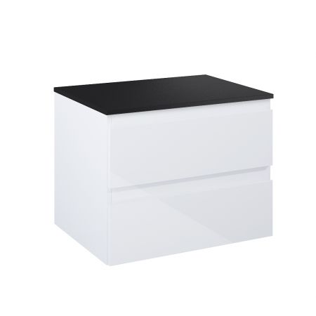 Oltens Vernal Waschbeckenunterschrank wandhängend 60 cm mit Waschbeckenplatte weiß glänzend/schwarz matt 68118000