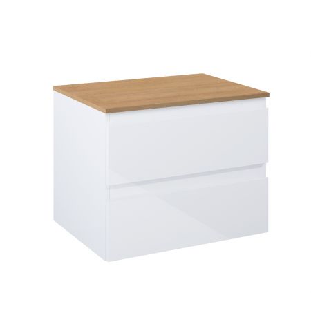 Oltens Vernal závěsná umyvadlová skříňka 60 cm s deskou, lesklá bílá/dub 68124000