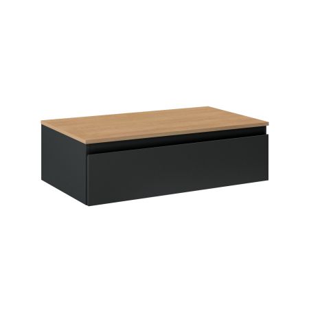 Oltens Vernal závěsná umyvadlová skříňka 80 cm s deskou, matná černá/dub 68108300