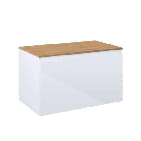 Oltens Vernal wall-mounted base unit 80 cm with countertop, white gloss/oak 68112000