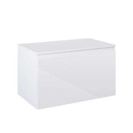 Oltens Vernal Waschbeckenunterschrank wandhängend 80 cm mit Waschbeckenplatte weiß glänzend 68127000