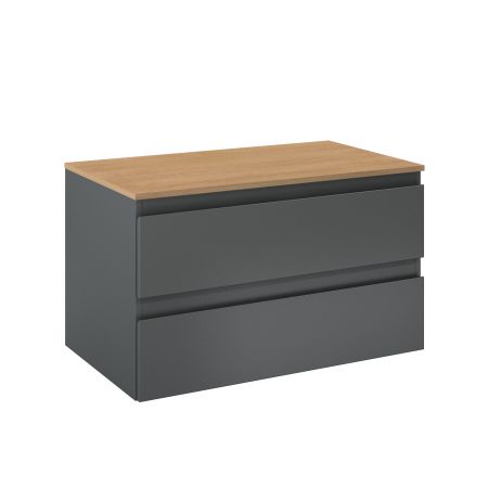 Oltens Vernal wall-mounted base unit 80 cm with countertop, matte graphite/oak 68125400