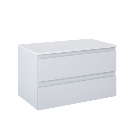 Oltens Vernal Waschbeckenunterschrank wandhängend 80 cm mit Waschbeckenplatte grau matt/weiß glänzend 68122700