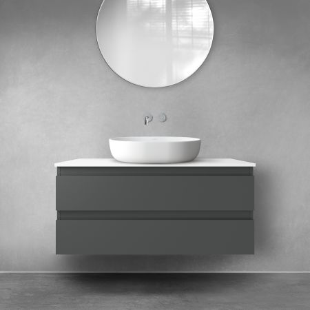 Oltens Vernal wall-mounted base unit 100 cm with countertop, matte graphite/white gloss 68123400