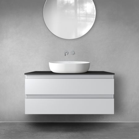 Oltens Vernal wall-mounted base unit 100 cm with countertop, matte grey/matte black 68120700