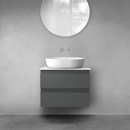 Oltens Vernal wall-mounted base unit 60 cm with countertop, matte graphite/white gloss 68121400