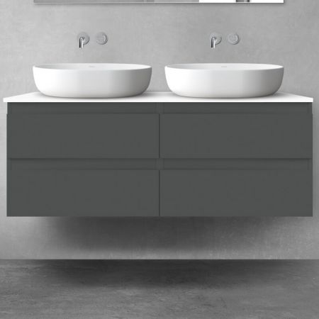 Oltens Vernal bathroom furniture set 120 cm with countertop, matte graphite/white gloss 68216400