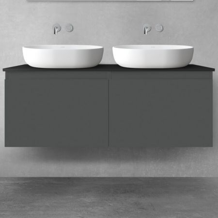 Oltens Vernal sada koupelnového nábytku 120 cm s horní deskou, matná grafitová/matná černá 68246400