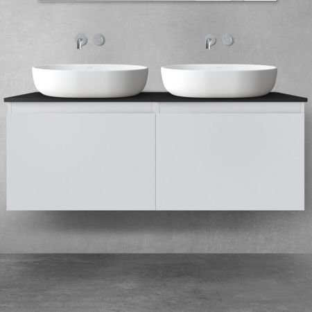 Oltens Vernal Badezimmermöbel-Set 120 cm mit Arbeitsplatte in Mattgrau/Mattschwarz 68246700