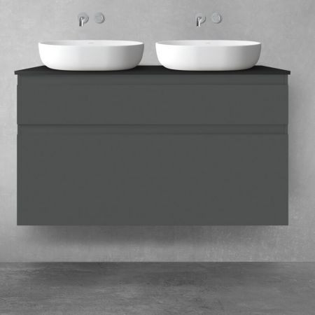 Oltens Vernal Bademöbelset 120 cm mit Waschbeckenplatte grafitfarben matt/schwarz matt 68233400