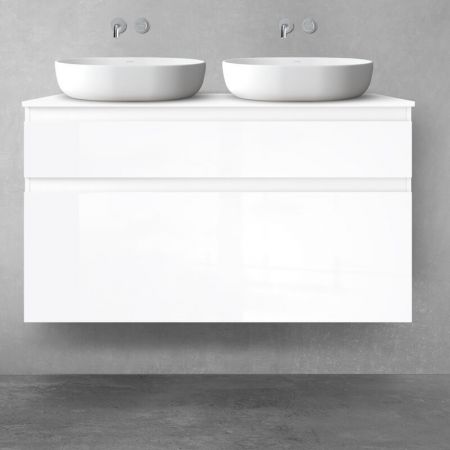 Oltens Vernal Bademöbelset 120 cm mit Waschbeckenplatte weiß glänzend 68221000