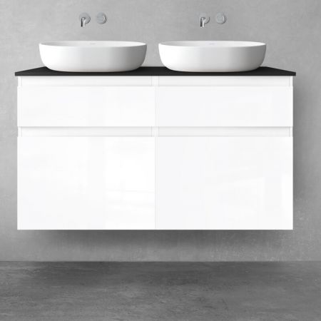 Oltens Vernal bathroom furniture set 120 cm with countertop, white gloss/matte black 68303000