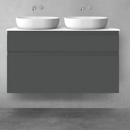 Oltens Vernal bathroom furniture set 120 cm with countertop, matte graphite/white gloss 68229400