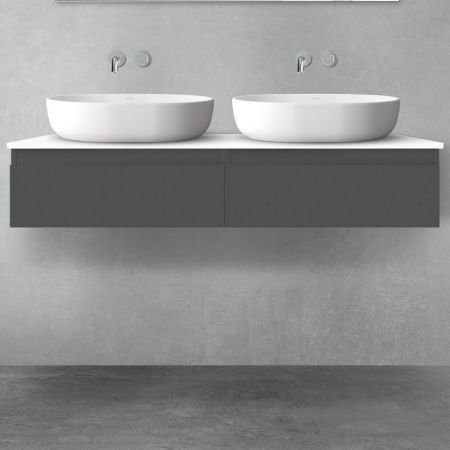 Oltens Vernal sada koupelnového nábytku 120 cm s horní deskou, matná grafitová/lesklá bílá 68240400