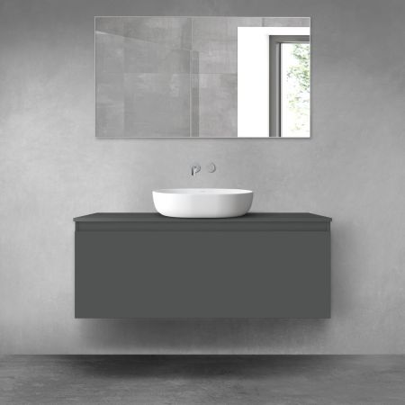 Oltens Vernal Waschbeckenunterschrank wandhängend 120 cm mit Waschbeckenplatte grafitfarben matt 68129400