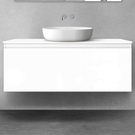 Oltens Vernal wall-mounted base unit 120 cm with countertop, white gloss 68129000