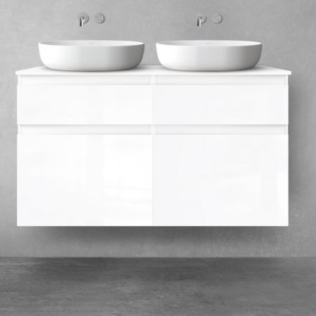 Oltens Vernal bathroom furniture set 120 cm with countertop, white gloss 68300000