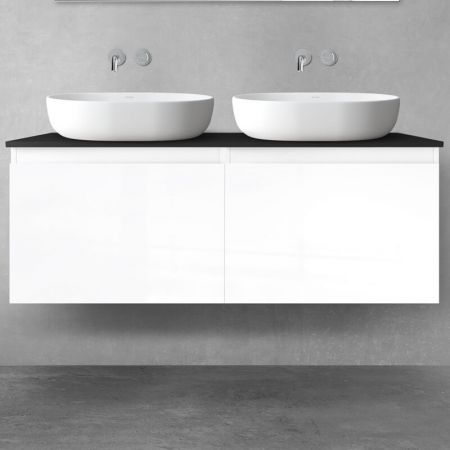 Oltens Vernal bathroom furniture set 120 cm with countertop, matte black/white gloss 68246000