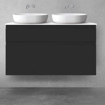 Oltens Vernal bathroom furniture set 120 cm with countertop, matte black/white gloss 68229300