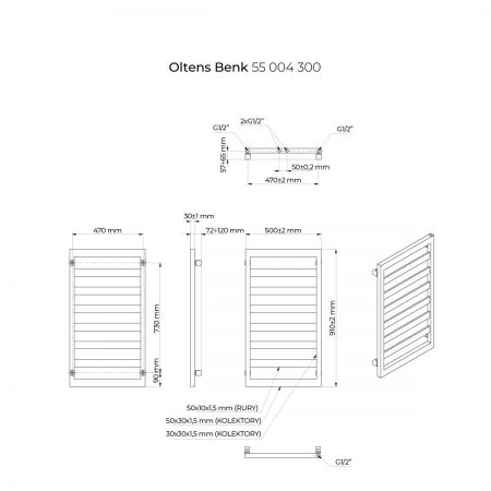 Oltens Benk bathroom heater 91x50 cm black matt 55004300